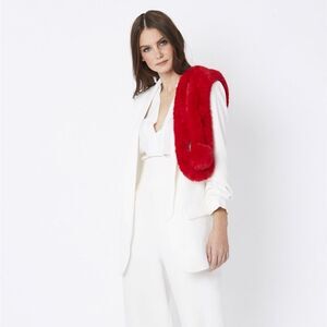 JAYLEY Soft Fleece Infinity Scarf Red Faux Fur NEW